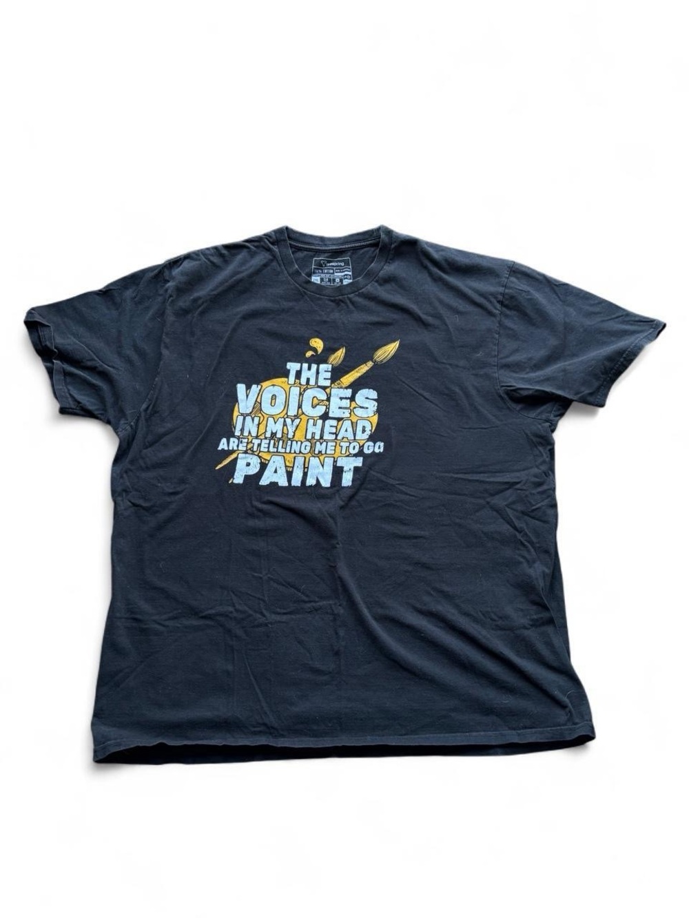 ✨Black Teespring cotton tee with graphic of paintbrushes and text Size 2XL✨